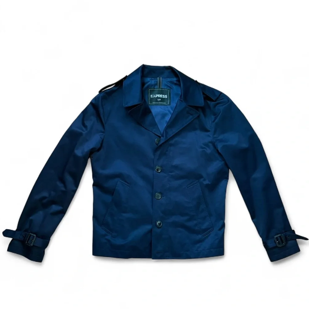 Express Navy Cotton Blend Military Blazer Jacket Size Small Business Casual Prep